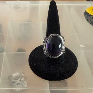 Elegant Purple Stone Sterling Silver Ring